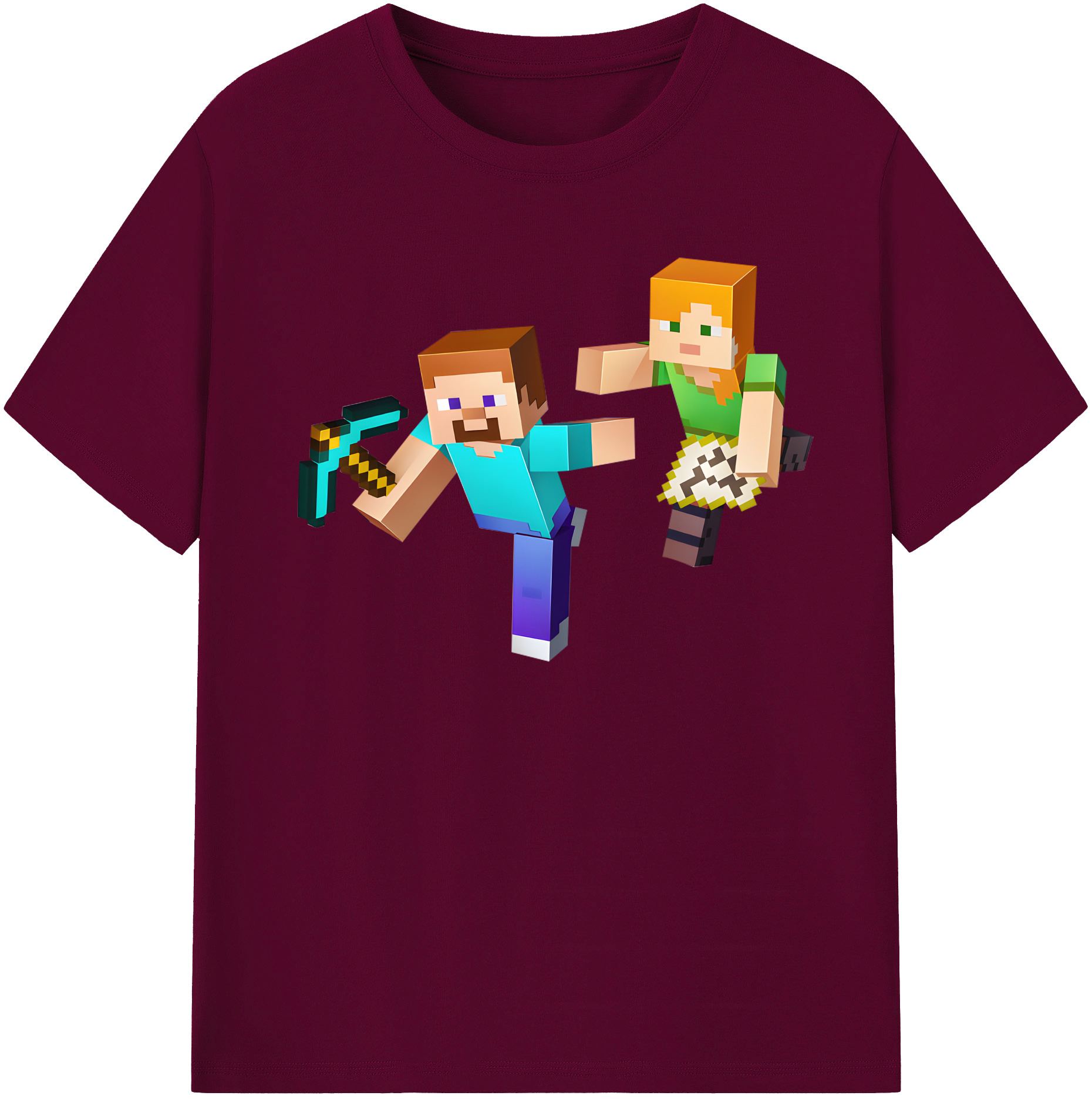 （画像用） マインクラフト ブロックの世界 Minecraft MC Block world レディースカジュアルプリントTシャツ（綿100％）